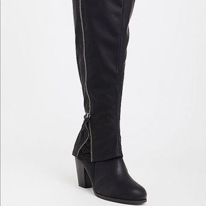 Torrid size 12 wide calf black crochet peek boots